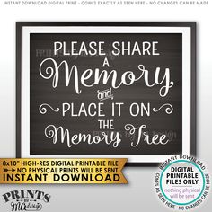 a sign that says please share a memory and place it on the memory tree with an instant