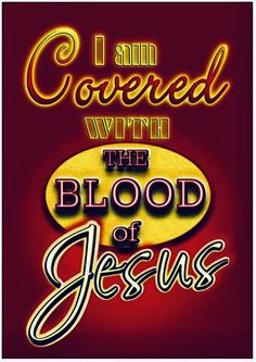 i am covered with the blood of jesus neon sign on red background by corbi