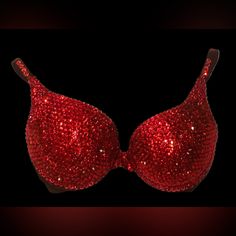 Welcome, Gorgeous Sparkly Crystal Rhinestone Bra! Made To Last Permanent Design Can Be Worn Many Times With All Different Outfits For Dancers Or Costumes! Looks Fab Underneath A Sheer Top Or Dress! Colours;Siam Red To Make Colour Changes;Add To Bundle Comment Or Send A Message, Style; Standard Padded Cups If You Would Like Extra Padding Or Natural Boost (No Padding) Or Don’t See Your Size Available Please Add To Bundle To Discuss Comment Or Send A Message After Purchase! Comes In Black Bra Colou Pole Costume, Bling Bra, Self Adhesive Bra, Sparkly Outfits, Rhinestone Bra, Pink Lace Bralette, Costume Inspo, Red Bra, Rose Lace