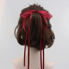 Ribbon Hair Ties, Kawaii Hairstyles, Ribbon Hairstyle, Hair Ribbons, Size Difference, Hair Ribbon, Penteado Cabelo Curto, Hair Rings, Ribbon Hair