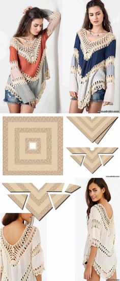 crochet top pattern for women's blouses and sweaters with lace trimming