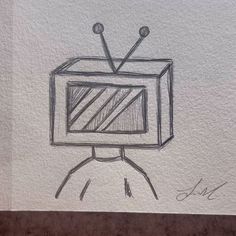 a drawing of a tv with two needles sticking out of it