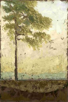 a painting with trees in the background