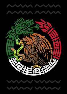 an eagle with the colors of mexico on it