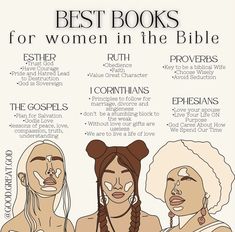 the best books for women in the bible are written on white paper with black writing