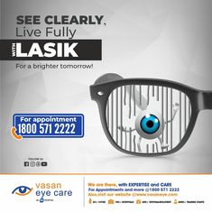 See clearly, live fully with LASIK surgery. LASIK surgery offers a solution for individuals seeking to improve their vision and reduce dependency on glasses or contact lenses. This innovative procedure utilizes advanced laser technology to reshape the cornea, correcting refractive errors such as nearsightedness, farsightedness, and astigmatism.  For appointments and more details contact us at 1800 571 2222 Refractive Errors, Contact Lenses, Lenses, Technology, Art