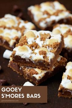 gooey s'mores bars with marshmallows on top