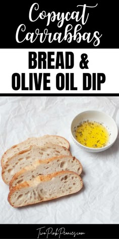 Text that says Copycat Carrabba’s Bread and olive oil dip with an image of the bread and olive oil dip below Italian Dipping Bread, Bread For Dipping In Oil, Homemade Dipping Bread, Copycat Carrabbas Olive Oil Bread Dip, Carrabbas Bread Recipes, Carabbas Bread Dipping Oil Recipe, Carrabas Bread Dip Recipe, Italian Bread For Dipping, Carabbas Bread Recipe