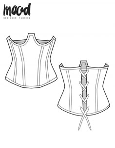 the front and back view of a corset