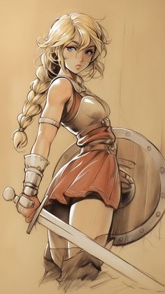 Cute Characters Kawaii, Warrior Girl Art, Female Knight, Warrior Girl, Art Series, Female Character Design, Character Portraits