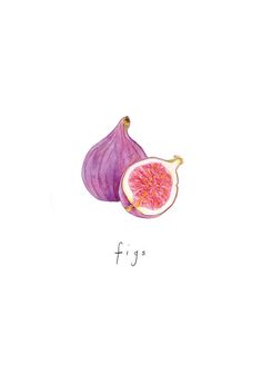 a watercolor drawing of a figs with the word fig's written below it