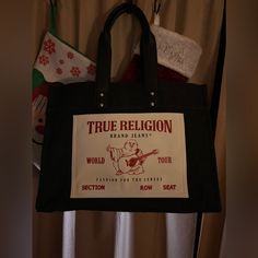 Brand New! True Religion Denim Style Bag! Large Tote Bag, Big Enough To Use As A Weekender Bag! Perfect For Aesthetic Lovers! Awesome Collectible! Canvas Tote Bag For Streetwear, Buddha Logo, Aesthetic Lovers, Cloth Tote Bag, Bday List, Tote Outfit, Denim Tote Bags, Denim Tote, Crossbody Tote Bag