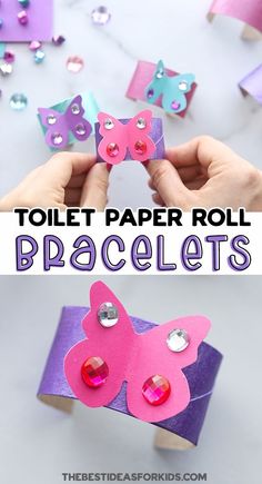 Paper Roll Butterfly, Butterfly Bracelets, Hanging Craft Ideas, Toilet Paper Crafts, Hanging Craft, Toilet Paper Rolls, Toddler Arts And Crafts, Kit Ideas