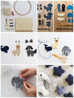 several pictures of different items made out of felt