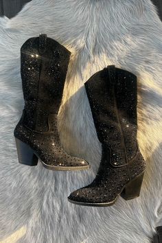 Zera Rhinestone Western Boots in Black • Shop American Threads Women's Trendy Online Boutique – americanthreads Rhinestone Cowgirl Aesthetic, Sparkly Cowboy Boots, Black Sparkly Boots, Black Glitter Cowboy Boots, Black Sparkly Cowgirl Boots, Black Rhinestone Boots, Sparkly Black Cowboy Boots, Black Rhinestone Cowboy Boots, Rhinestone Cowgirl Boots