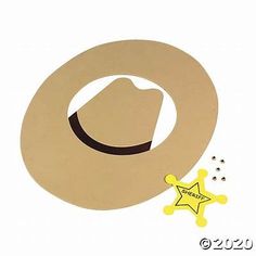 a paper cowboy hat and star on a white background