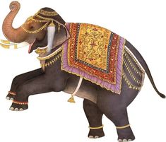 an elephant with decorative decorations on its back