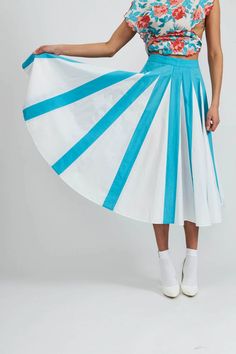 Freya Skirt in Scuba Blue – BATSHEVA Graphic Skirt, Brown Tights, Designer Hair Accessories, Dress Out, Poplin Dress, Style Skirt, Brand Collection, Cold Air, Tee Dress