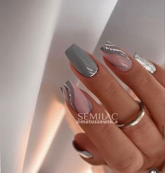 Elegant Grey Nails, Elegant Touch Nails, Fancy Nails Designs, Smink Inspiration, Her Nails, Classy Nails, Pretty Acrylic Nails