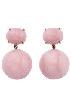 IRENE NEUWIRTH JEWELRY-Pink Opal Gumball Drop Earrings-ROSE GOLD Gold Oval Pink Opal Jewelry, Luxury Pink Opal Jewelry In Yellow Gold, Luxury Round Pink Opal Jewelry, Luxury Pink Opal Pink Necklace, Irene Neuwirth Jewelry, Pink Opal Earrings, Fine Jewels, Pink Opal, Rose Gold Earrings