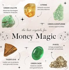 Wicca Knowledge, Crystals For Money, Crystal Magick, Crystal Healing Chart, Soya Mumu, Magia Das Ervas, Crystal Vibes, Best Crystals, Crystal Guide