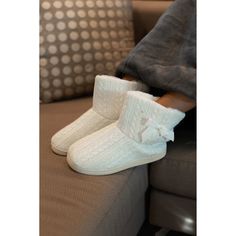 Get ready for winter with The Tessa Cable Knit Plush Bootie! This bootie is just as cuddly as it looks. The exterior is made from a plush material that ensures warmth and comfort. The stylish pattern is completed with a bow design for an added touch of sophistication. This bootie is available in either gray or Winter white, each of which adds a beautiful touch to any outfit. Whether you want to stay cozy or chic, these booties are perfect for any occasion! Comfortable White Winter Boots, Comfortable Warm Booties For Winter, Casual Winter Booties With Plush Lining, Cozy Warm Boots For Cold Weather, Warm Cozy Boots For Cold Weather, Casual Warm Booties For Winter, Casual Warm Winter Booties, Comfortable Winter Booties With Plush Lining, Cozy Winter Boots With Plush Lining