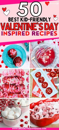 Valentine’s Day is such a fun time to celebrate not only with your significant others but with kids too! A great way to celebrate is to get them into the kitchen to create some fun love themed recipes! Here are 50 Kid Friendly Valentine’s Day Recipes that are sure to please! Strawberry Yogurt Parfait, Valentines Day Pizza, Strawberry Cake Mix Cookies, Saltine Cracker Toffee, White Chocolate Covered Strawberries, Chocolate Chunk Brownies, Valentine Cake Pop, Cake Mix Cookie Bars, Strawberry Shortcake Cupcake