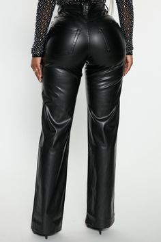 Available In Blue And Black. Faux Leather Pant High Waist Button Zipper Closure Pockets Straight Leg 33" Inseam Self: 95% Polyester 5% Spandex Lining: 90% Polyester 10% Spandex Imported | Sugar Rush Pant 33 in Black size Small by Fashion Nova Leather Black Pants, Black High-waisted Polyurethane Leather Pants, Fashion Nova Leather Pants, Black Non-stretch Faux Leather Pants, Luxury Faux Leather Full-length Pants, Fitted Full-length Leather Pants With Zipper Closure, Flattering Outfits, Leather Pant, Fasion Outfits