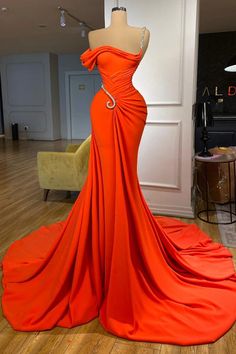 Shoulder Applique, Red Prom Dress Long, Mermaid Evening Gown, Orange Satin, Dresses Royal, Dress Dusty, Satin Prom Dress