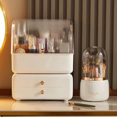 PRICES MAY VARY. 💄【Elegant and Modern Design】- This dust-free cosmetic storage box with a lid is unique and elegant, making your dressing table or bathroom more tidy. The crystal-clear top cover allows you to find what you want at a glance. Attention to every design detail, low-key luxury, you deserve it! 💄【Large-Capacity Cosmetics Storage】- Super large-capacity, suitable for high-bottled large-bottle water emulsion, sunscreen, and barrier cream. LtyTz makeup organizer can neatly store your sk Brush Holder Makeup, Bathroom Dresser, Countertop Bathroom, Vanity Box, Cosmetic Display, Beauty Storage, Make Up Organiser