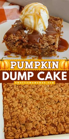 Bake up plenty of flavors with this simple pumpkin dessert! This Pumpkin Dump Cake with pumpkin pie filling and a sweet cinnamon crunchy nut topping. Prepare this luscious cake, and pin it for your simple fall recipe! Pumpkin Crumble Cake, Pumpkin Dump Cake Recipe, Pumpkin Dump, Dessert Squares, Dump Cake Pumpkin, Dessert Alternatives, Dump Cake Recipe, Custard Cream