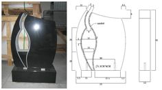 an image of a black sculpture with white lines on it and measurements for the base