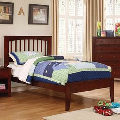 Pine Brook Twin Bed in Cherry- solid wood, wood veneer, mission style, paneled headboard, slat kit included Paneled Headboard, Transitional Bed, Casual Bedroom, Matching Case, Bed Price, Full Platform Bed, Queen Panel Beds, Bedroom Sets Queen, Wooden Knobs