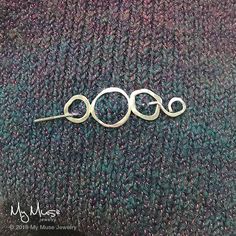 "This is my version of a more modern looking sterling silver shawl pin. I have created organically shaped argentium sterling silver circles, fused them together, hammered them with a slight curve and tumbled the piece for extra strength. This pin is made to order and may vary slightly from the pictures, making the piece you receive a one of a kind. This pin and stick pin is made from  high quality argentium sterling silver, no aluminum metal is used. This pin is a nice accessory to any loose kni Silver Shawl, Bead Bar Necklace, Interlocking Circle Necklace, Silver Scarf, Grandmother Jewelry, Sweater Pin, Bead Bar, Shawl Pin, School Jewelry