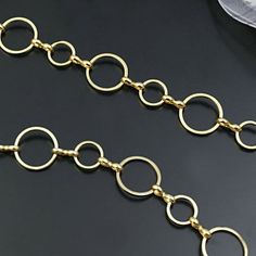 Suede Bracelet, Circle Chain, Jewelry Chain, Gold Circle, Bronze Gold, Chain Jewelry, Brass Pendant, Brass Chain, Necklace Chain