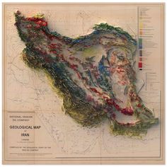 Geological Map of Iran Map Iran Map Logo, Tehran Map, Pakistan Map Art, Iran Map Art Black, Map Iran Art, Map Of Iran, Photography Development, Contemporary Elevation, Geological Map