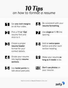 the top ten tips to writing resumes in one page, and how to use them