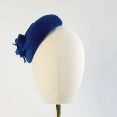 Royal Blue Autumn Wedding Hat worn to the right of the head Blue Autumn Wedding, Blue Autumn