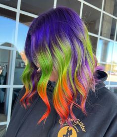 Halloween Haircolor, Neon Green Hair, Megan Rose, Mermaid Hair Color, Rose Colors, Instagram Posting, Halloween Color