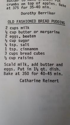 an old recipe is shown in the book