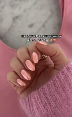 Nail Polish That Makes You Look Tan, Summer Nails Gel X Almond, Crome Nails Peach, Peachy Chrome Nails, Summer 2024 Nails Ideas, Summer Nails Tan Skin, Vibrant Summer Nail Colors, One Color Acrylics, June Nails 2024