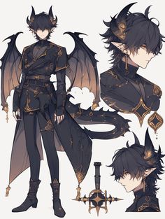 A free anime character just for you! Anime Character Ideas, 4 Eyed Character, Four Eyed Character, Winged Characters Design, Anime Character With Wings, Fantasy Art Male, Character Design Wings, Winged Human Character Design Male, Character Hair