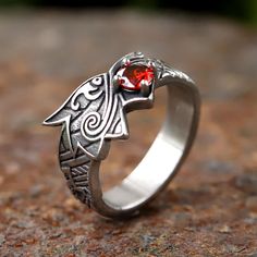 2024 new Stainless Steel Viking  Dragon Ring with Red zircon Men's Fashion Vintage Animal Dragon Mens Fashion Vintage, Viking Dragon, Viking Ring, Dragon Ring, Viking Jewelry, Blacksmithing, Fashion Vintage, Vikings, Jewelry Gift