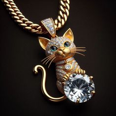 Animal Diamond Jewelry, Cat Jewelry Necklace, Elegant Cat Design Pendant Jewelry, Elegant Pendant Necklace With Cat Design, Beautiful Wallpaper For Phone, Android Wallpaper Flowers, Cat Pendants, Classy Jewelry, Logo Concept