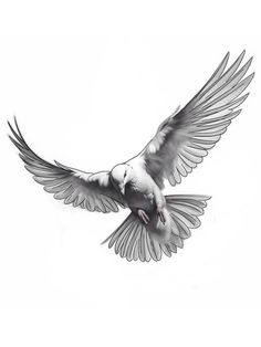 a black and white photo of a bird flying