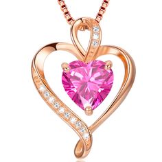 PRICES MAY VARY. 💗Beautiful and Classy Gift for women: The necklace has a 2 carat heart shaped 5A cz stone right in the middle of the heart pendant. It means: I love you deep in my heart. It’s a super meaningful gift to your girlfriend, wife, and mom on special moments when Birthday, Anniversary, Valentine, Christmas, Mother's Day etc. 💗Real Material: Both heart pendant and chain are made of Genuine Stamped 925 Sterling Silver, White Gold Plated. Sterling silver is hypoallergenic, making it id Pink Necklaces For Birthday Gift, Rose Gold Heart Necklace With Birthstone For Mom, Rose Gold Birthstone Heart Necklace For Valentine's Day, Pink Heart-shaped Jewelry For Birthday Gift, Valentine's Day Rose Gold Heart Necklace With Birthstone, Valentine's Day Gift Heart Necklace For Her, Valentine's Day Gift Heart Necklace, Heart Pendant Jewelry For Valentine's Day Birthday, Pink Heart Necklace For Birthday And Mother's Day