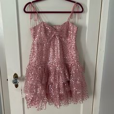 Purchased This But I Never Got The Chance To Wear This Beautiful Piece. Bnwt. Price Is Pretty Firm. Originally Purchased From Nordstrom. Pink Sparkly Dress, Outfit Aesthetics, Cinq A Sept, Pink Sparkly, Neon Aesthetic, Sparkly Dress, Glitter Fabric, Super Sweet, Pink Glitter