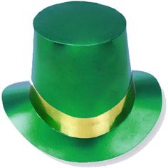 a green top hat with gold trim