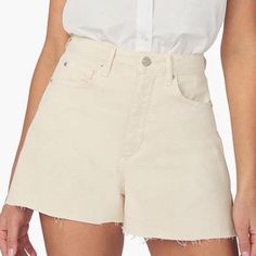 Ivory Stretch Twill Denim Shorts By We Wore What. High-Rise Flared Fit With Slits In Side Seams, Zipper Close, And 5 Pocket Design. Material: 99% Cotton, 1% Elastane Color: Cream Size: 25 Never Worn. Sold Out Online. Chic Neutral Cotton Shorts, Summer Cotton Jean Shorts, Chic Cotton Jean Shorts, Trendy Beige Cotton Shorts, Chic Cotton Cutoff Shorts, Chic Cotton Cutoff Jean Shorts, Chic Cutoff Cotton Jean Shorts, Beige Jean Shorts With Pockets For Spring, Neutral Cotton Shorts For Summer