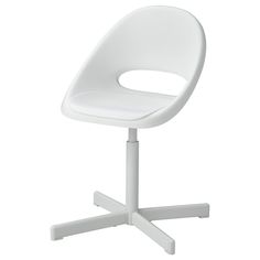 a white chair with a metal base and footrests on an isolated white background